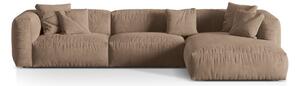 Divano angolare componibile marrone chiaro (con penisola a destra/con chaise lounge) con rivestimento in velluto Martina – Micadoni