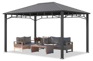 TOOLPORT Gazebo da giardino 3x4 m tetto hardtop in acciaio senza teli laterali, profilo ca. 90x90 mm