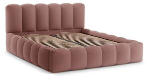 Letto matrimoniale imbottito rosa con contenitore con rete inclusa 180x200 cm Lupine – Micadoni