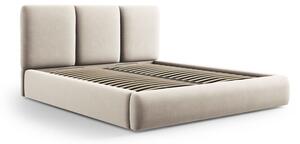 Letto matrimoniale imbottito color crema in velluto con contenitore con rete inclusa 200x200 cm Brody – Mazzini Beds