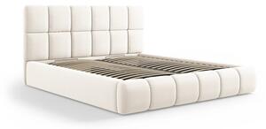 Letto matrimoniale imbottito color crema in velluto con contenitore con rete inclusa 180x200 cm Bellis – Micadoni