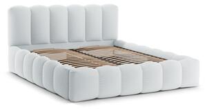 Letto matrimoniale imbottito in grigio chiaro con contenitore con rete inclusa 180x200 cm Lupine – Micadoni