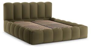 Letto matrimoniale imbottito verde con contenitore con rete inclusa 160x200 cm Lupine – Micadoni