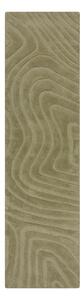 Passatoia in lana color kaki tessuto a mano 60x230 cm Mesmerise Sage - Flair Rugs