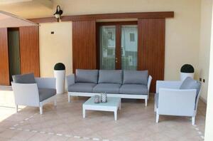 Salotto 5 posti da esterno in alluminio divano regolabile poltrone e tavolino Milano