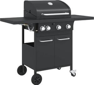 Barbecue a gas con 4 bruciatori, struttura in acciaio verniciato a polvere di colore nero