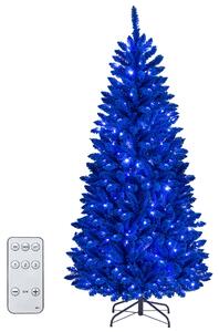 Costway Albero di natale artificiale con 250 luci led regolabili per casa ufficio e negozi, Albero di natale folto con 588 rami e base metallica pieghevole