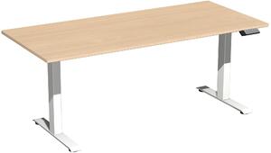 Tavolo elevatore elettrico regolabile in altezza, 1800x800x730-1230, faggio/bianco