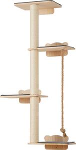 Albero a mensola per gatti - torre tiragraffi per gatti - tiragraffi a muro per gatti - albero per gatti da 125 cm - mobili per gatti per graffiare e rilassarsi