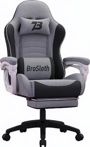 Sedia da gaming ergonomica con poggiapiedi e cuscino lombare, grigia
