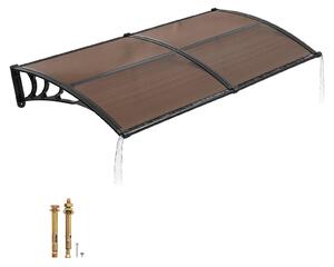Tettoia per porta d'ingresso - Tettoia ad arco a sesto acuto / copertura per porta - Dimensioni 96,5 x 198,7 cm - Policarbonato - Con sistema di drenaggio - Supporti in ABS - Protezione da pioggia, neve e sole - Marrone