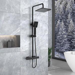 Set doccia nero completo di termostato e soffione