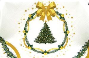 Tovaglia di Natale in Cotone e Lino "Gold Christmas" cm 140 x 140 -