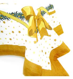 Tovaglia di Natale Rettangolare in Cotone e Lino "Gold Christmas" cm