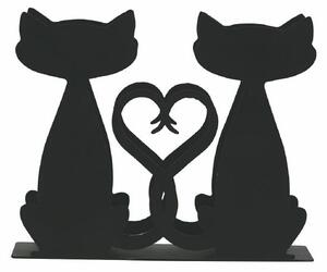 Porta salviette in acciaio con decoro gatti e cuore Black Cat