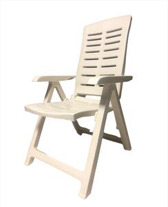 Poltrona sedia in resina da giardino con schienale reclinabile Yuma - White
