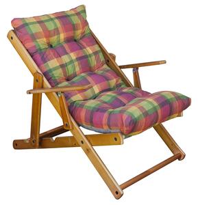 Poltrona sdraio reclinabile in legno massello con cuscino Harmony 3 posizioni
