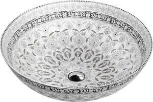 Lavabo da appoggio LAVITA Rosa Kolor | Lavabo da appoggio rotondo | Lavabo senza troppopieno e foro per rubinetto | In porcellana di alta qualità | Lavabo | 40x40x13,5 cm | Bianco/Nero/Grigio