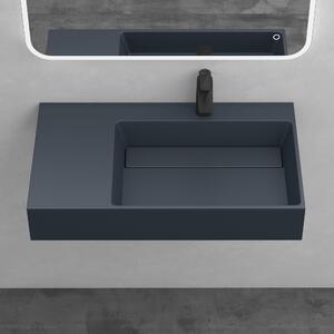 Mai & Mai Lavabo da appoggio Lavabo sospeso LxPxA: 75x43x14 cm in minerale fuso opaco antracite senza troppopieno Col12-destra