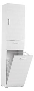 Mobile lavanderia con cesto portabiancheria bianco L 45 x P 32 x H 195 cm