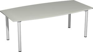 Tavolo da conferenza, LxPxA 2000x800/1200x720 mm, forma a botte, telaio a 4 gambe, colore del piano/telaio grigio chiaro/argento