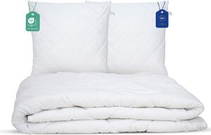 Copertura per letto Livessa, 200x200 cm, con set di 2 federe 80x80 cm. Coperta per uso tutto l'anno, trapuntata, senza copripiumino
