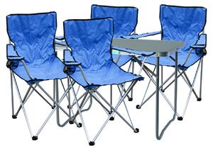 Set di mobili da campeggio composto da 5 pezzi, colore blu: 4 sedie comprensive di borsa + 1 tavolo
