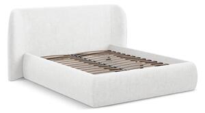 Letto matrimoniale imbottito bianco con contenitore con griglia 160x200 cm Hauke - Makamii