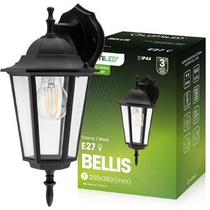 LUMILED lanterna da esterno a parete luce da esterno vintage 230V lampada da parete lampada da parete alluminio vetro nero resistente agli schizzi IP44 presa E27 verso il basso