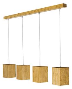 LED Wood | lampada a sospensione, 4 paralumi, 15x10 cm, rovere, legno, lampada da soffitto, loft, LED, 12W, GU10
