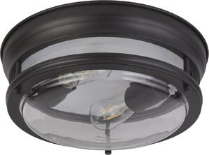 Plafoniera Metallo Vetro D: 35 cm rotonda IP44 Nero E27 2 luci Classic
