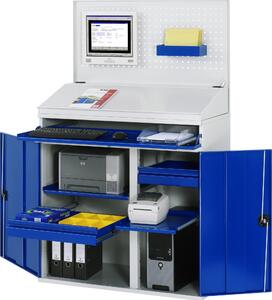 Armadio per computer 1100x520x1770mm fisso grigio chiaro/blu genziana