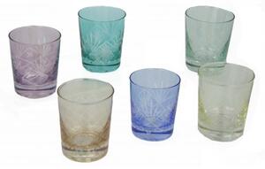 Royal Family - Set 6 Bicchieri Colorati con Decori Intagliati