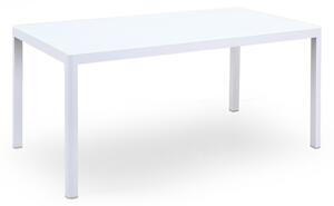 Tavolino in Alluminio Bianco e Vetro Temperato