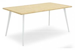 Tavolo Rettangolare in Acciaio e Piano in Alluminio Effetto Legno -