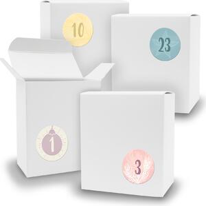 Calendario dell'Avvento da riempire, 24 cubetti BIANCHI + adesivi V07 Z17