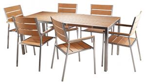 Donatello - Set Tavolo e 6 Sedie in Acciaio e Sumpar Wood