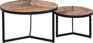 Tavolino/Pouf Oxford - legno riciclato, metallo - altezza=32 cm, diametro=50 cm