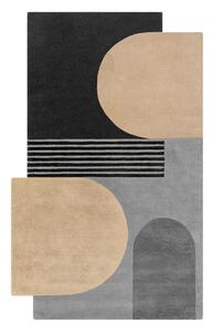 Tappeto nero e grigio in lana tessuto a mano 120x180 cm Lozenge Monochrome – Flair Rugs