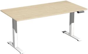 Tavolo elevatore elettrico regolabile in altezza, 1600x800x730-1230, acero/bianco