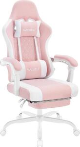 Sedia da gaming WOLTU con funzione massaggio, cuscini a molle insacchettate, ergonomica, tessuto a rete: rosa+bianco Colore: rosa+bianco