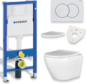 SET WC: elemento pre-murale Duofix + WC Slim Soft-Close Desna White + tappetino fonoassorbente + piastra di risciacquo in bianco