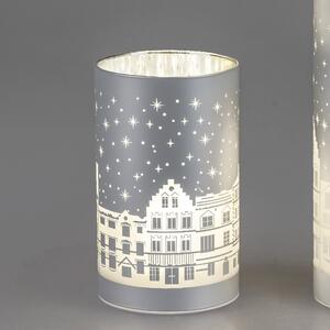 Luce decorativa a LED, lampada da tavolo HÄUSERZEILE argento H. 15 cm in vetro Formano WA