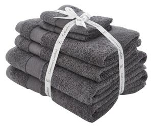 Set di asciugamani per viso e corpo tipo terry grigio scuro in cotone 6 pz Anti-Bacterial – Catherine Lansfield