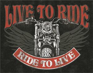 Cartello in metallo Live to Ride - Bike, (42 x 30 cm)