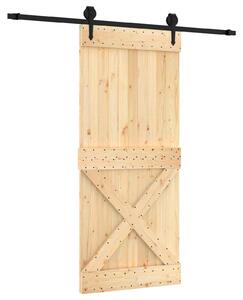 VidaXL Porta scorrevole Naturale e Nero 90 x 210 cm Pino massiccio