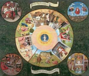 Hieronymus Bosch - Stampa artistica Tabletop of the Seven Deadly Sins and the Four Last Things, (40 x 35 cm)