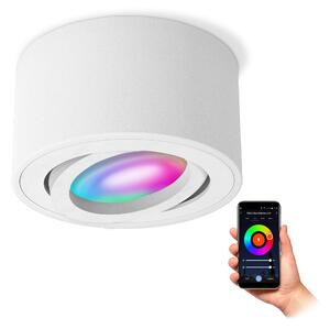 SSC-LUXon CELI-1WM Faretto da superficie bianco piatto orientabile incl. lampada LED Smart RGB CCT - Faretto da soffitto LED WLAN compatibile con Alexa, Siri e Google