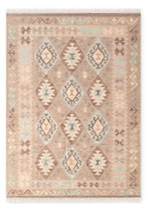 Tappeto azzurro/beige in lana reversibile/tessuto a mano 160x230 cm Kamal Dune – Nouristan