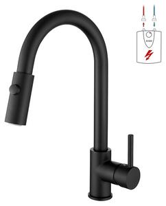 Miscelatore per cucina con tubo estensibile e girevole a 360°, adatto per sistemi a bassa pressione